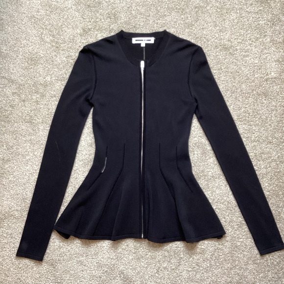 McQ by Alexander McQueen Peplum Jacket Black Blazer Top Shirt Hip Small Zip - Picture 5 of 10